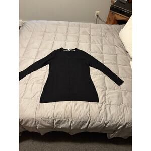 Cashmere 100% Isaac Mizrahi Live black v neck long sleeve sweater tunic L